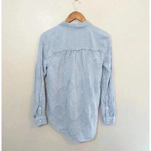 Sundance Simply Shannon Blue Patchwork 100% Cotton Blouse Sz PXS Petite XS 98398 - Picture 2 of 5